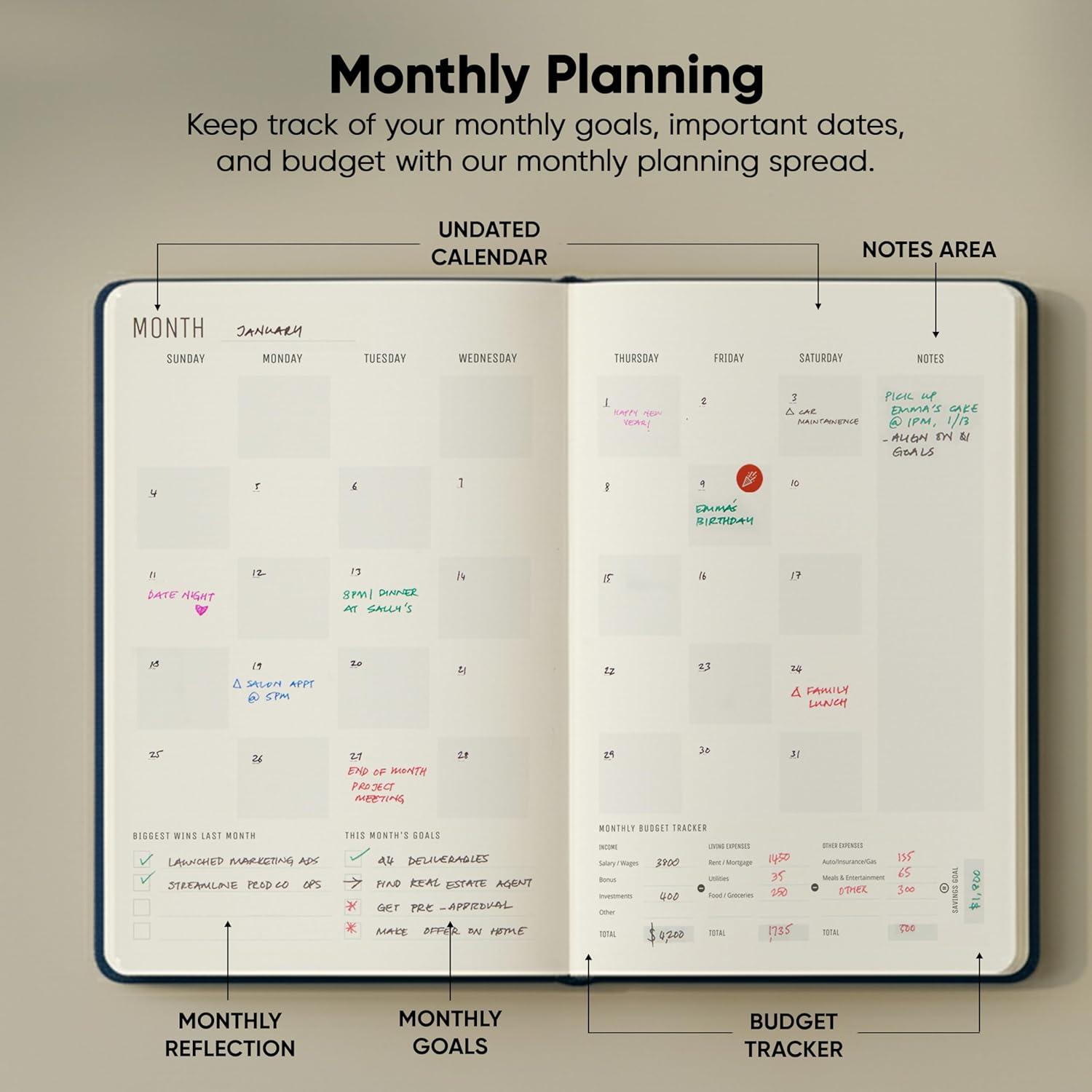 image:imageUndated 2026 Planner 85 x 11 The 1 Productivity Planner to Achieve Your 2026 Goals Planner 20262027 by PRODUCTIVITY STORE A4 BLACKNavy Blue