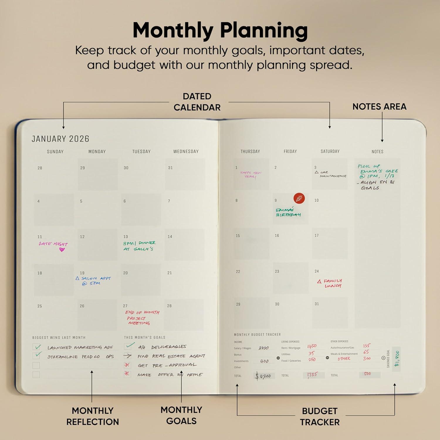 image:imageUndated 2026 Planner 85 x 11 The 1 Productivity Planner to Achieve Your 2026 Goals Planner 20262027 by PRODUCTIVITY STORE A4 BLACKNavy Blue
