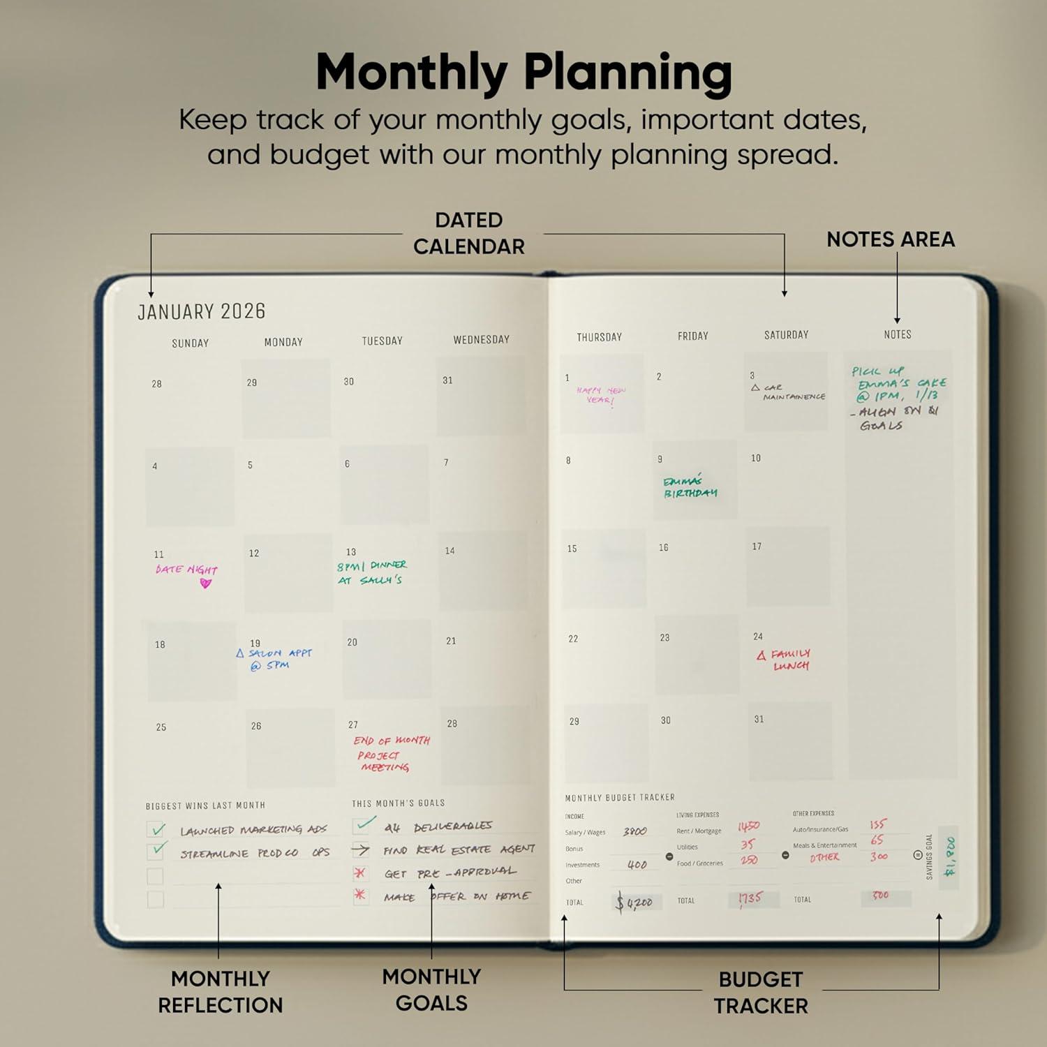 image:imageUndated 2026 Planner 85 x 11 The 1 Productivity Planner to Achieve Your 2026 Goals Planner 20262027 by PRODUCTIVITY STORE A4 BLACKNavy Blue