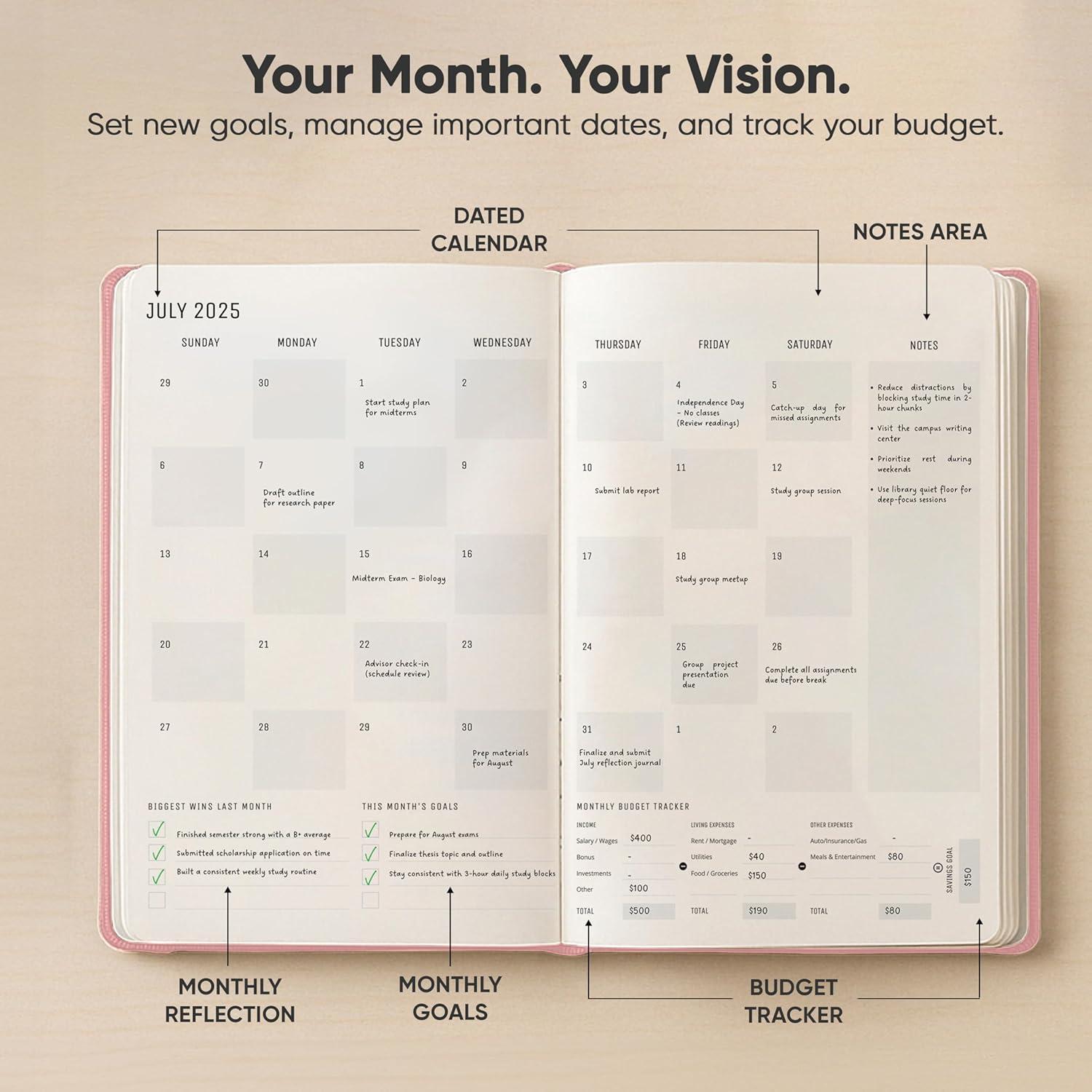 image:imageUndated 2026 Planner 85 x 11 The 1 Productivity Planner to Achieve Your 2026 Goals Planner 20262027 by PRODUCTIVITY STORE A4 BLACKPink
