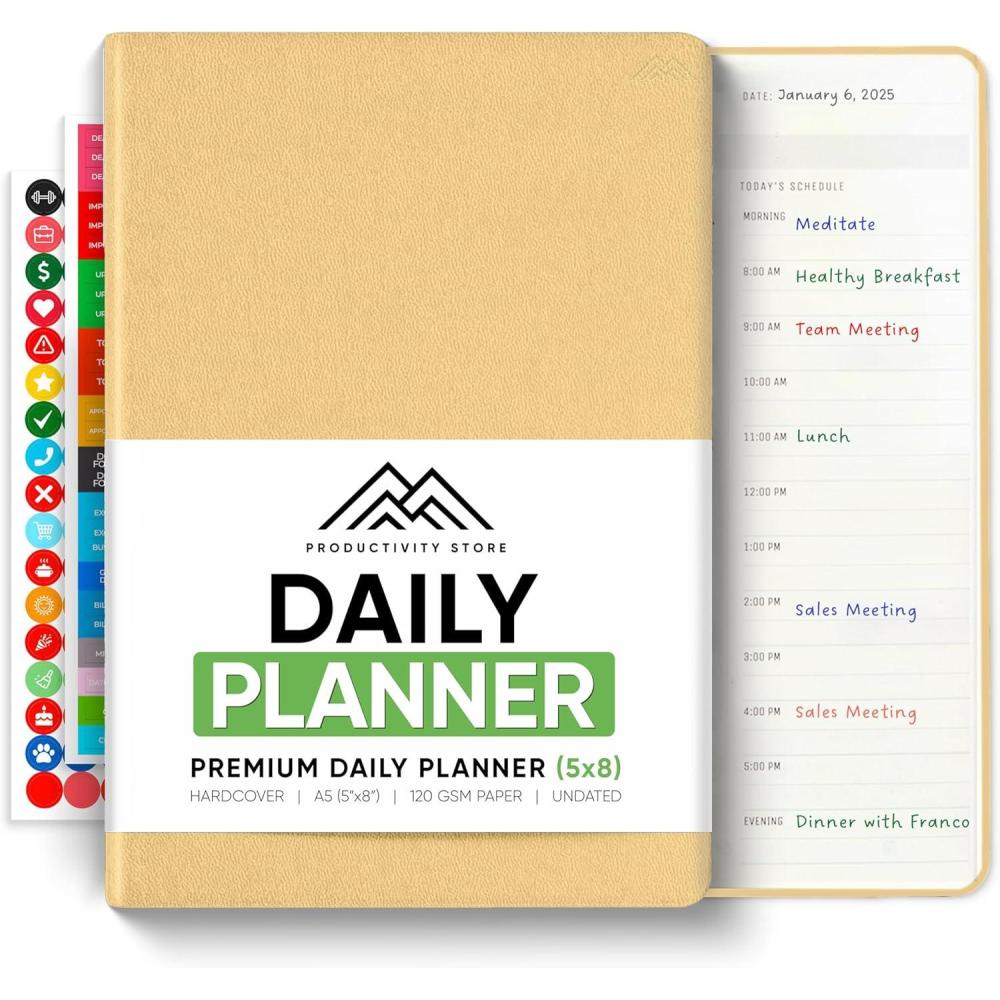 image:imageDaily Planner 2026 5 x 8 The Ultimate Daily Workflow Planner with Hourly Schedule amp Task List to Achieve Your Goals by PRODUCTIVITY STORE A5 GreyCream