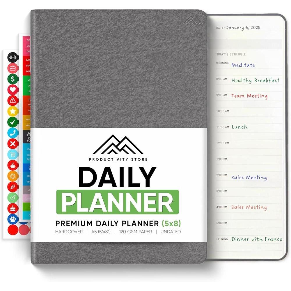image:imageDaily Planner 2026 5 x 8 The Ultimate Daily Workflow Planner with Hourly Schedule amp Task List to Achieve Your Goals by PRODUCTIVITY STORE A5 GreyGrey