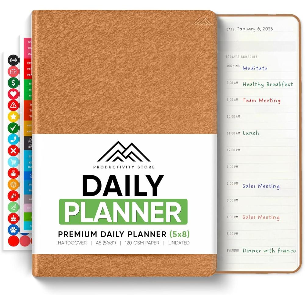 image:imageDaily Planner 2026 5 x 8 The Ultimate Daily Workflow Planner with Hourly Schedule amp Task List to Achieve Your Goals by PRODUCTIVITY STORE A5 GreyLeather