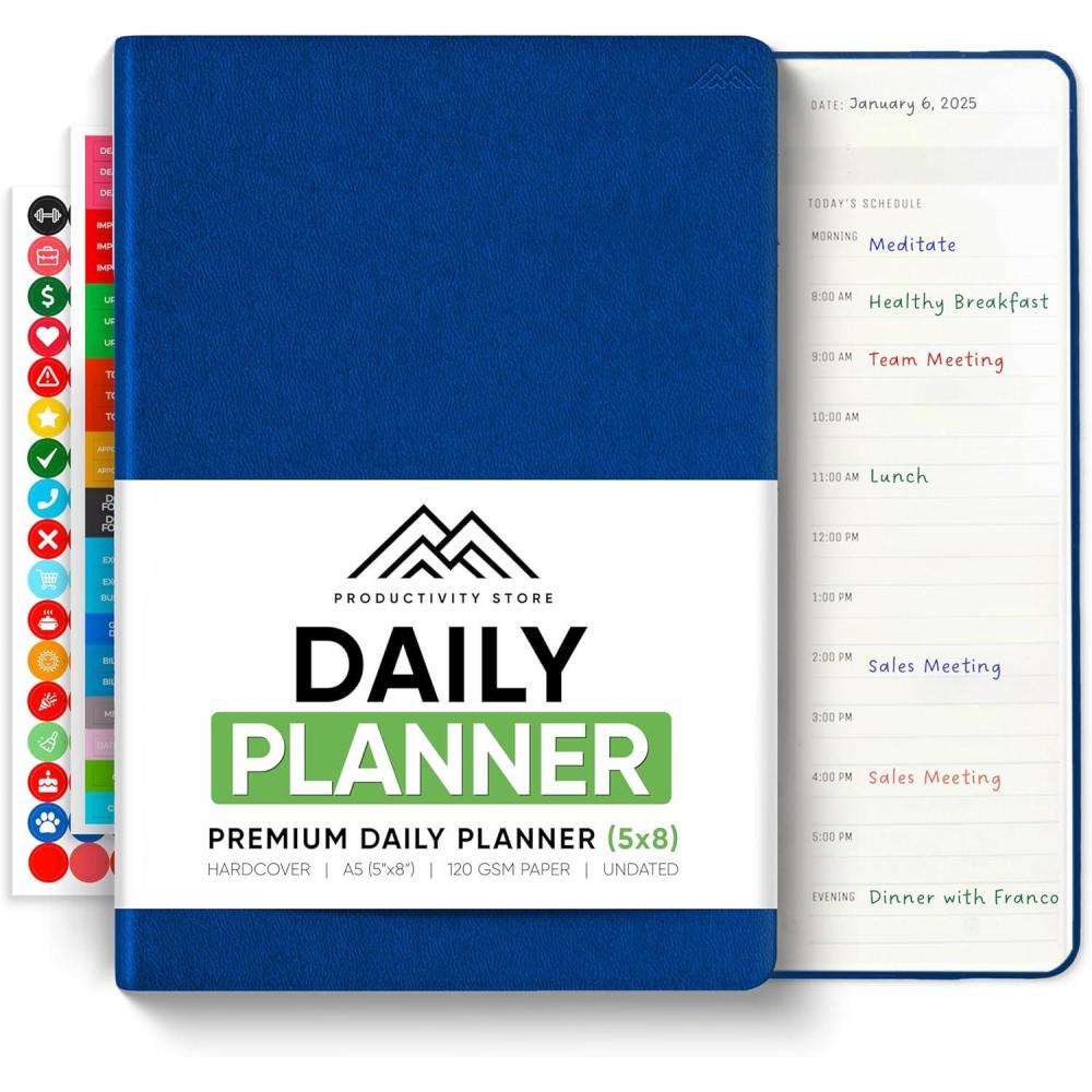 image:imageDaily Planner 2026 5 x 8 The Ultimate Daily Workflow Planner with Hourly Schedule amp Task List to Achieve Your Goals by PRODUCTIVITY STORE A5 GreyNavy Blue