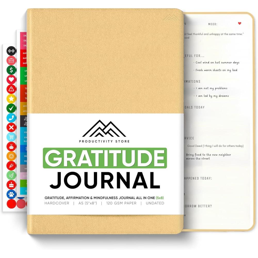 image:imageGratitude amp SelfCare Journal Guided Mindfulness amp Mental Health Journal AllinOne with Prompts for Self Discovery Daily Journal for Men amp Women by PRODUCTIVITY STORE A5 BrownCream