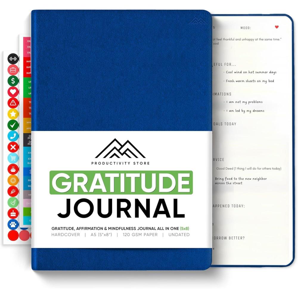 image:imageGratitude amp SelfCare Journal Guided Mindfulness amp Mental Health Journal AllinOne with Prompts for Self Discovery Daily Journal for Men amp Women by PRODUCTIVITY STORE A5 BrownNavy Blue