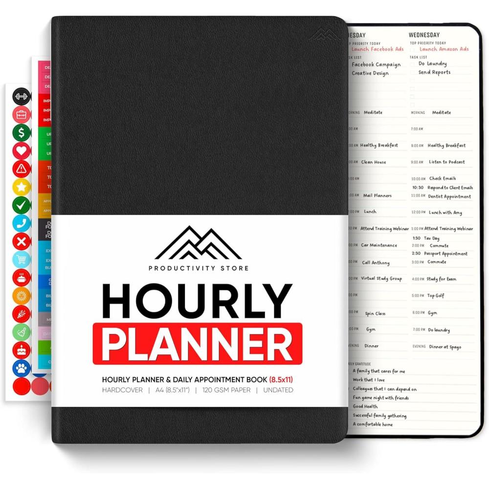 image:imageHourly Planner amp Appointment Book 85 x 11 Premium Hourly Planner with Daily Schedule amp 30Minute Time Slots for Better Time Management by PRODUCTIVITY STORE A4 PinkBlack