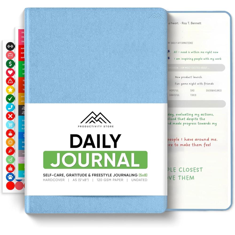 image:imageJournal For Men amp Women Gratitude Journal amp Self Care Journal With Prompts A5 Journaling Notebook Brown Productivity StoreBlue