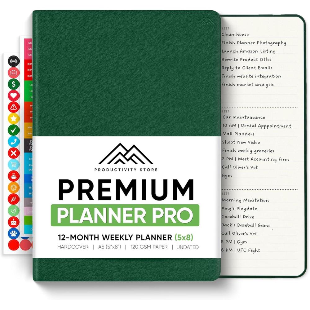 image:imageUndated 2026 Planner 85 x 11 The 1 Productivity Planner to Achieve Your 2026 Goals Planner 20262027 by PRODUCTIVITY STORE A4 BLACKGreen