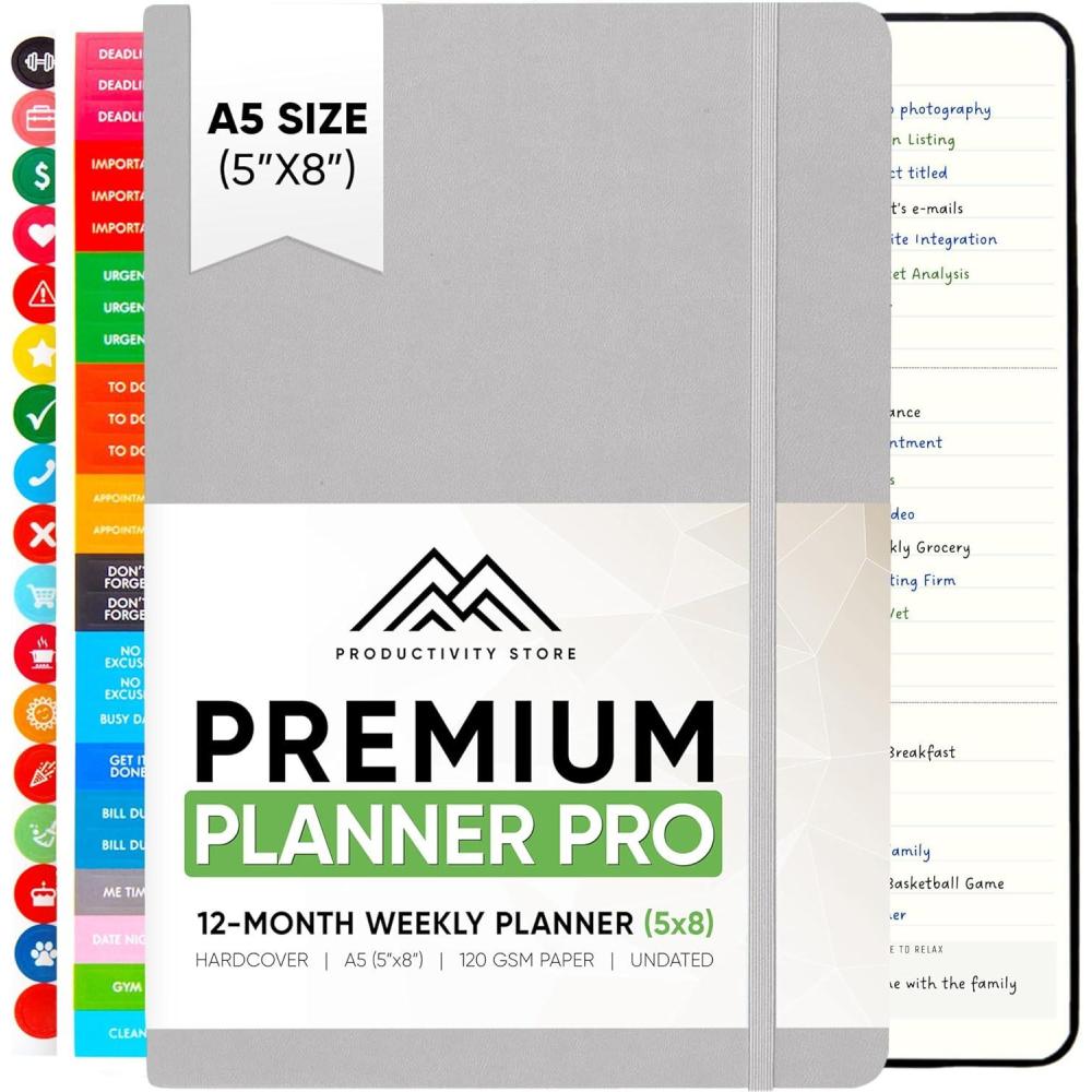 image:imageUndated 2026 Planner 85 x 11 The 1 Productivity Planner to Achieve Your 2026 Goals Planner 20262027 by PRODUCTIVITY STORE A4 BLACKGrey