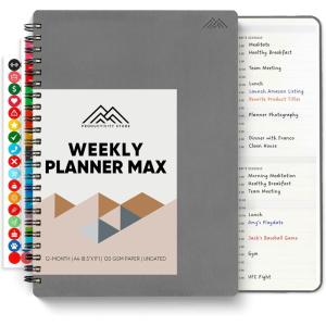 image:image2026 Planner 85 x 11 SpiralBound Weekly Monthly and Daily Planner  Organize All 52 Weeks  Increase Productivity and Get Organized  Productivity Store BlackGrey