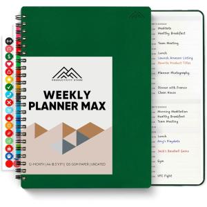 image:image2026 Planner 85 x 11 SpiralBound Weekly Monthly and Daily Planner  Organize All 52 Weeks  Increase Productivity and Get Organized  Productivity Store BlackGreen
