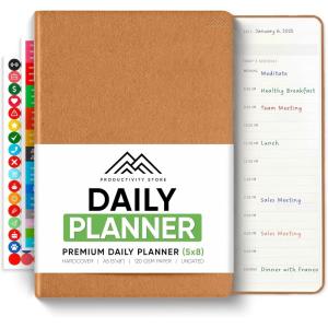 image:imageDaily Planner 2026 5 x 8  The Ultimate Daily Workflow Planner with Hourly Schedule amp Task List to Achieve Your Goals by PRODUCTIVITY STORE A5 GreyLeather