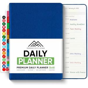 image:imageDaily Planner 2026 5 x 8  The Ultimate Daily Workflow Planner with Hourly Schedule amp Task List to Achieve Your Goals by PRODUCTIVITY STORE A5 GreyNavy Blue