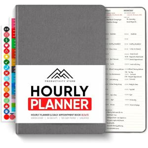 image:imageHourly Planner amp Appointment Book 85 x 11  Premium Hourly Planner with Daily Schedule amp 30Minute Time Slots for Better Time Management by PRODUCTIVITY STORE A4 BlackGrey