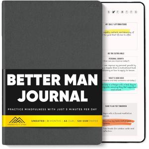 image:imagePRODUCTIVITY STORE Better Man Journal  Gratitude Journal  5 Minute Journal  Reflection Manifestation Journal for Mindfulness amp Self Care Journal  GoalGuided Gratitude Journal for Men