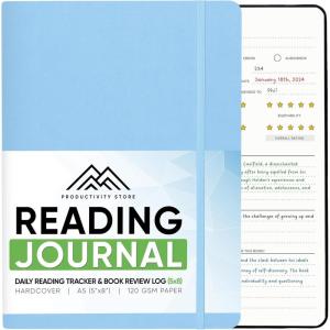 image:imagePRODUCTIVITY STORE Reading Journal Book Journal amp Book Tracker  Best Gifts For Book Lovers amp Gifts For Readers  65 Book Reviews  A5 58 x 83  BlueBlue