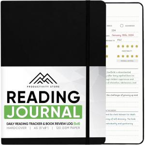 image:imagePRODUCTIVITY STORE Reading Journal Book Journal amp Book Tracker  Best Gifts For Book Lovers amp Gifts For Readers  65 Book Reviews  A5 58 x 83  BlueBlack
